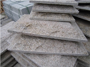 G682 Golden Sand Granite Natural Split Mushroom Stone for Wall Cladding, China Yellow Granite Mushroom Wall