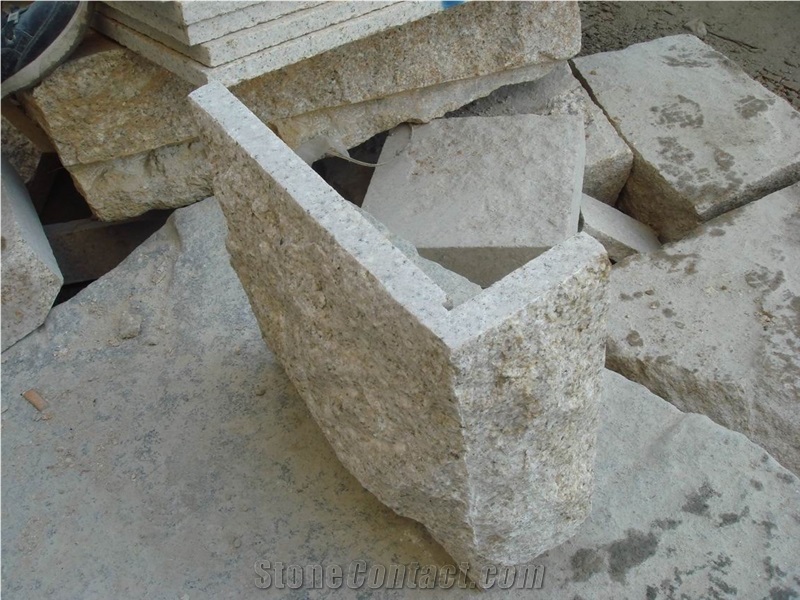 G682 Golden Sand Granite Natural Split Mushroom Stone for Wall Cladding, China Yellow Granite Mushroom Wall