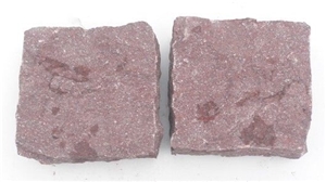 Red Porphyry Natural Cobble Stones,China Red Cubes for Outdoor Paving