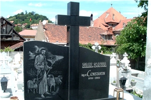 Black Granite Monument & Tombstone, Nero Assoluto Granite Tombstone Zimbabwe