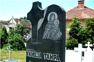 Black Granite Monument & Tombstone, Nero Assoluto Granite Tombstone Zimbabwe