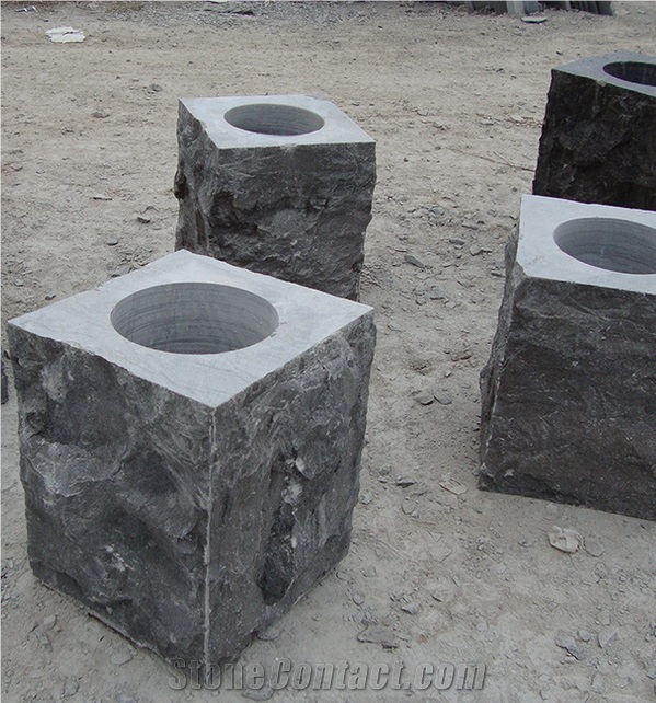 Blue Limestone Flower Pots, Flower Vase