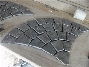 China Black Slate Fan Paving Stone,Cube Stone