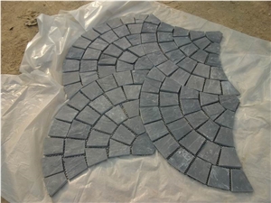 China Black Slate Fan Paving Stone,Cube Stone