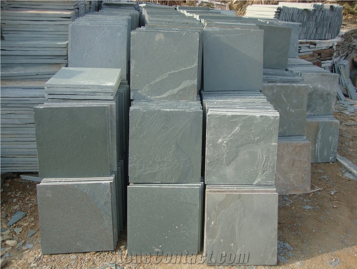 Green Slate Flooring Tiles, China Green Slate