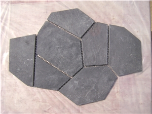 Slate Pattern P018 China Black Slate Flagstone, Crazy Paving Stone, Stepping Stone