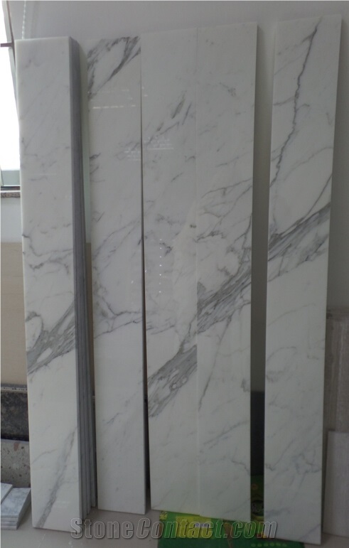 Calacatta White Statuario Carrara Marble Subway Mosaic Brick Wall Tile