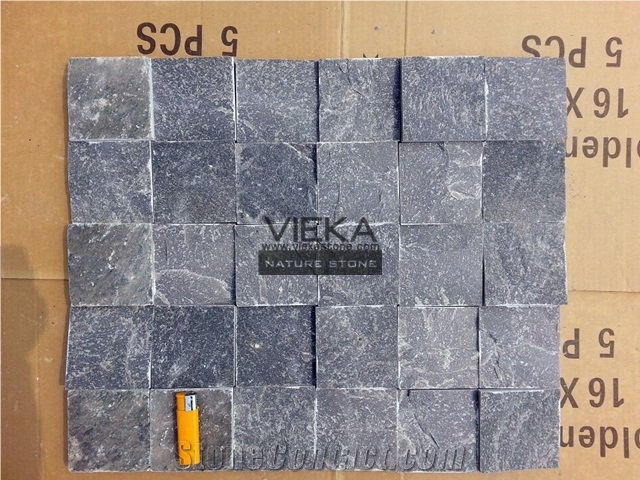 Black Quartzite Tile,Interior Decoration Nature Split Face Floor and Wall Brick Mosaic Pattern