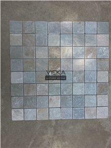 P014 Beige Yellow Slate Tile,Interior Decoration Nature Split Face Floor and Wall Brick Mosaic Pattern 4x4