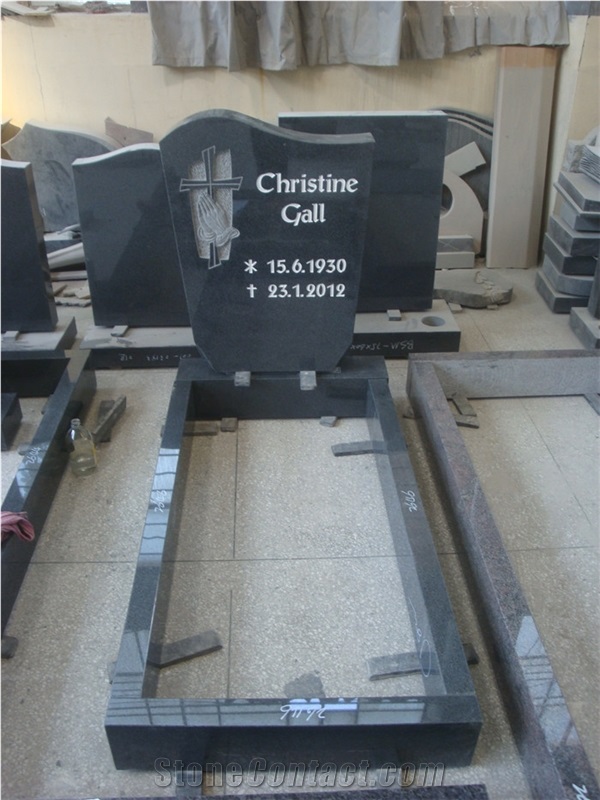 Black Granite Cross Headstone, Black Granite Monument & Tombstone