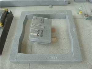 Grey Granite Book Shape Gray Monument, Grey Granite Monument & Tombstone