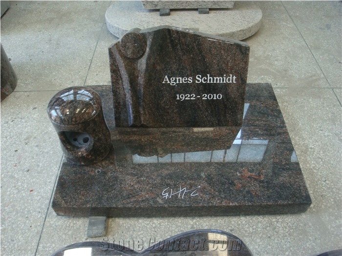 Red Granite Memorials Western Style Slanted Gravestone