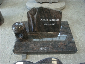 Red Granite Memorials Western Style Slanted Gravestone