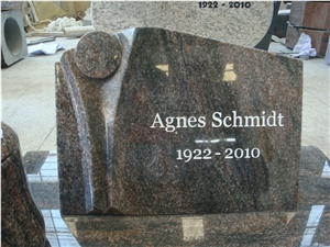 Red Granite Memorials Western Style Slanted Gravestone