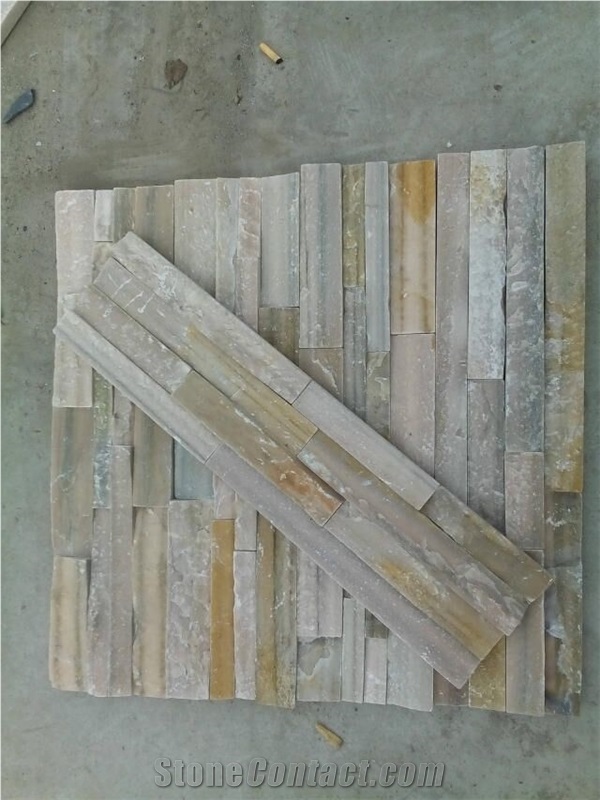 Cheap Yellow Slate Rusty Slate Culture Stone Thin Panel Carton Package Popular Stone Veneer