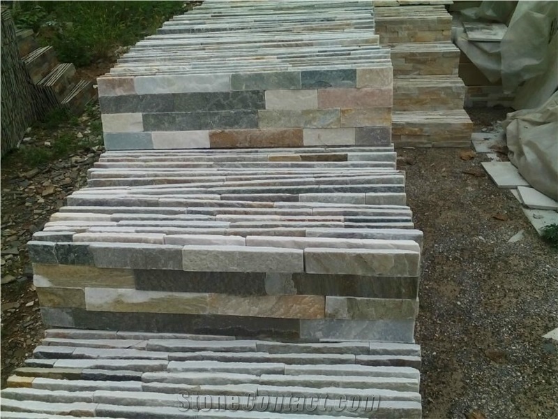 Cheap Yellow Slate Rusty Slate Culture Stone Thin Panel Carton Package Popular Stone Veneer