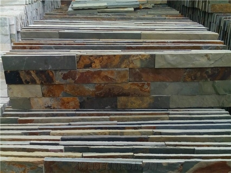 Cheap Yellow Slate Rusty Slate Culture Stone Thin Panel Carton Package Popular Stone Veneer