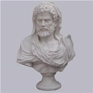 China Han White Marble Western Figure Bust Sculpture Women Father Strong Man