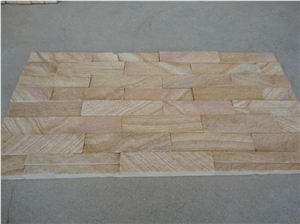 Golden Wooden Veins Pinkess Sandstone Culture Stone Wall Cladding Veneer