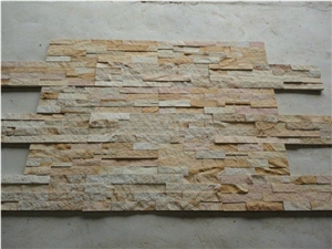 Golden Wooden Veins Pinkess Sandstone Culture Stone Wall Cladding Veneer