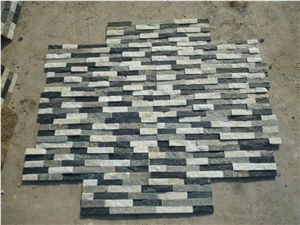 Mixed Quartz White Black Green Culture Slate Wall Cladding Panel Cheap Prices