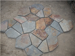 Fargo 1120 China Rust Slate Flagstone Mesh,Multi-Color Slate Random/Irregular Flagstone for Garden Road Paving,Walkway Pavers