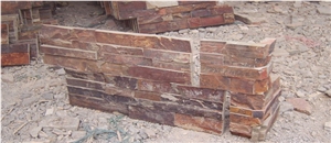 Fargo 1120 Rusty Slate Stacked Corner Stone,Multi-Color Slate Ledge Stone, Slate Exposed Wall Cladding Stone