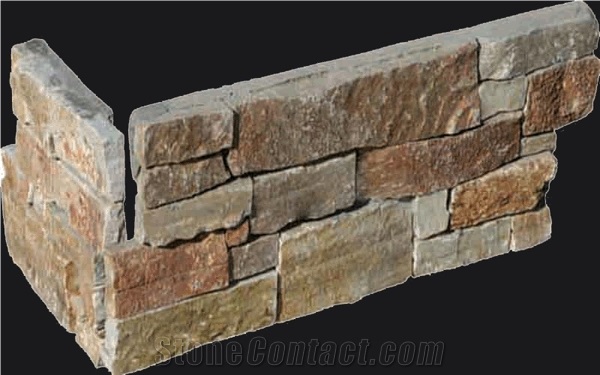 Fargo 1120 Rusty Slate Stacked Corner Stone,Multi-Color Slate Ledge Stone, Slate Exposed Wall Cladding Stone