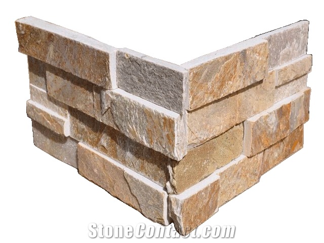 Fargo 1120 Rusty Slate Stacked Corner Stone,Multi-Color Slate Ledge Stone, Slate Exposed Wall Cladding Stone