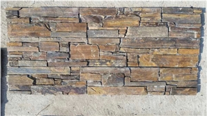 Fargo China Multicolor Slate Stacked Stone Veneer with Cement Base,Exposed Wall Ledge Stone/Wall Cladding Panels with Concrete Base