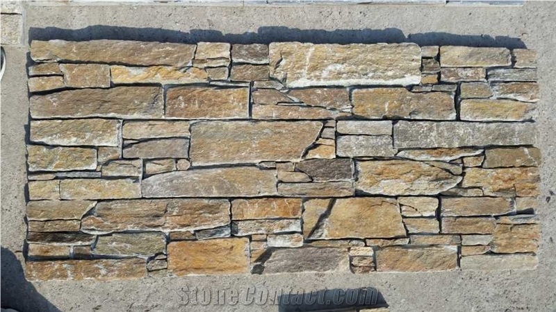 Fargo China Multicolor Slate Stacked Stone Veneer with Cement Base,Exposed Wall Ledge Stone/Wall Cladding Panels with Concrete Base