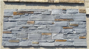 Fargo China Multicolor Slate Stacked Stone Veneer with Cement Base,Exposed Wall Ledge Stone/Wall Cladding Panels with Concrete Base