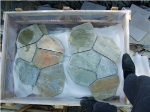 Fargo China Strata Grey Slate Flagstone Mesh, Random/Irregular Flagstone Net for Courtyard Paving, Walkway, Garden Road Pavers