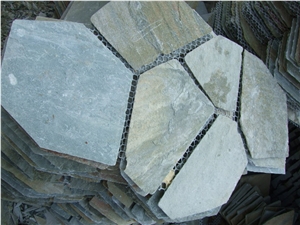 Fargo China Strata Grey Slate Flagstone Mesh, Random/Irregular Flagstone Net for Courtyard Paving, Walkway, Garden Road Pavers