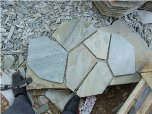 Fargo China Strata Grey Slate Flagstone Mesh, Random/Irregular Flagstone Net for Courtyard Paving, Walkway, Garden Road Pavers