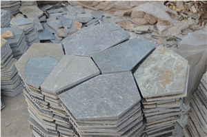 Fargo China Strata Grey Slate Flagstone Mesh, Random/Irregular Flagstone Net for Courtyard Paving, Walkway, Garden Road Pavers