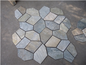 Fargo China Strata Grey Slate Flagstone Mesh, Random/Irregular Flagstone Net for Courtyard Paving, Walkway, Garden Road Pavers