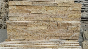 Fargo China Yellow Sandstone Cultured Stone Stacked Stone Veneer, Yellow Wall Crazy Cladding Panels, Exposed Wall Ledge Stone