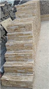 Fargo China Yellow Sandstone Cultured Stone Stacked Stone Veneer, Yellow Wall Crazy Cladding Panels, Exposed Wall Ledge Stone