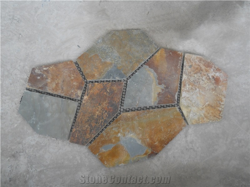 Fargo China Yellow Sandstone Irregular Flagstone Net,Random Flagstone Mesh for Garden Road,Walkway Paving,Courtyard Pavers