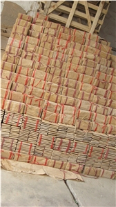 Fargo China Yellow Sandstone Mushroomed Wall Cladding, Sandstone Mushroomed Stone