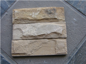 Fargo China Yellow Sandstone Mushroomed Wall Cladding, Sandstone Mushroomed Stone