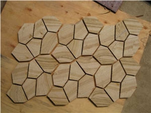 Fargo China Yellow Sandstone Random Flagstone Mesh, Irregular Flagstone Net for Walling, Garden Road Paving, Walkway Pavers