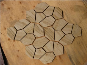Fargo China Yellow Sandstone Random Flagstone Mesh, Irregular Flagstone Net for Walling, Garden Road Paving, Walkway Pavers