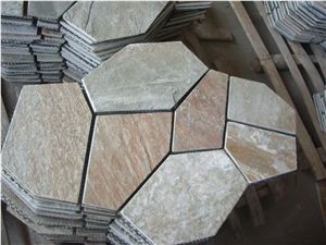 Fargo China Yellow Sandstone Random Flagstone Mesh, Irregular Flagstone Net for Walling, Garden Road Paving, Walkway Pavers