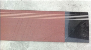 Fargo Dyed Red Granite & Dyed Black Granite Staircase/Stair Treads,Dyed Granite Polished Steps with Anti-Slipper