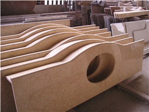 Fargo Egyptian Beige Marble Bathroom Vanity Tops, Polished Galala Beige Marble Custom Vanity Tops