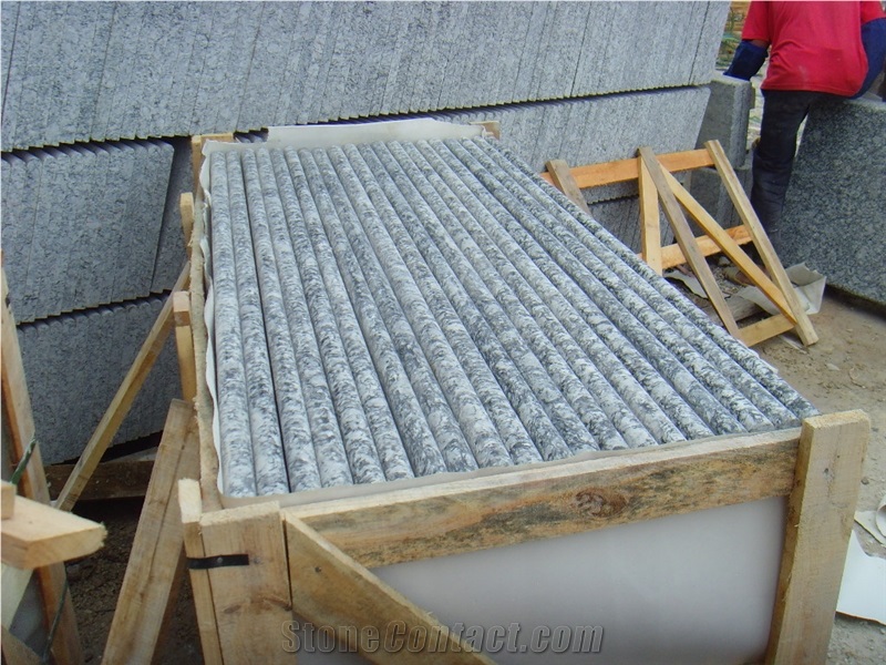 Fargo G4418 Spray White Granite Stair Treads,Sea Wave Flower Granite Polished with Full Bullnose Staircase, Steps & Risers