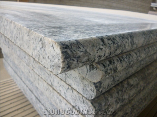 Fargo G4418 Spray White Granite Stair Treads,Sea Wave Flower Granite Polished with Full Bullnose Staircase, Steps & Risers