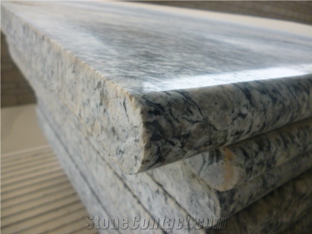 Fargo G4418 Spray White Granite Stair Treads,Sea Wave Flower Granite Polished with Full Bullnose Staircase, Steps & Risers